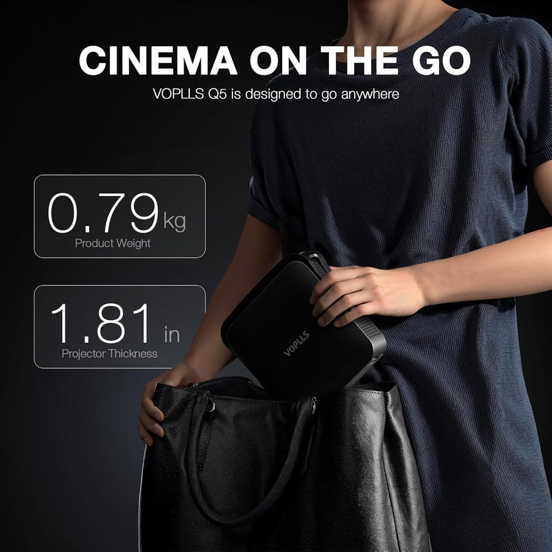 VOPLLS 【مرخص رسميًا تطبيق محلي و1080P】أرفع جهاز عرض ميني ذكي 1.81 بوصة مع واي فاي وبلوتوث، تركيز تلقائي وتصحيح كاينستون، جهاز عرض محمول خارجي، دعم 4K لجهاز عرض الأفلام المنزلي - Image 3